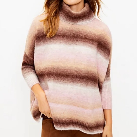 LOFT Sweaters - Loft Ombre Turtleneck Poncho Sweater